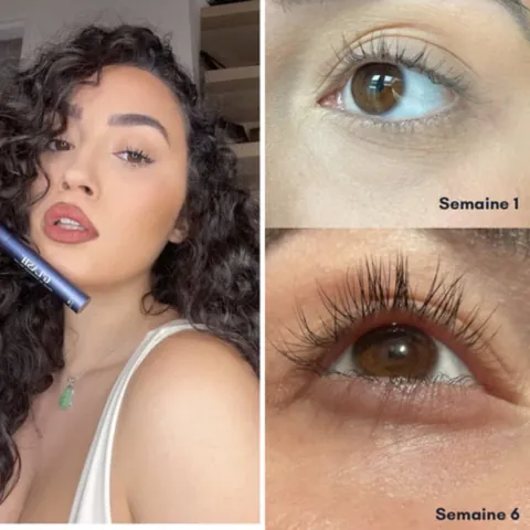 Cils en semaine 1 puis en semaine 6 avec G'LASH